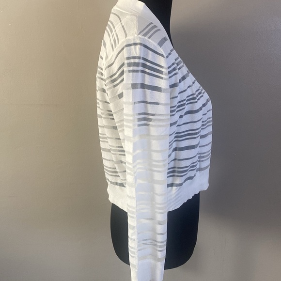 Calvin Klein White Partially Sheer Cardigan Sweater Wedding Cover Sz L NWT - Picture 6 of 8